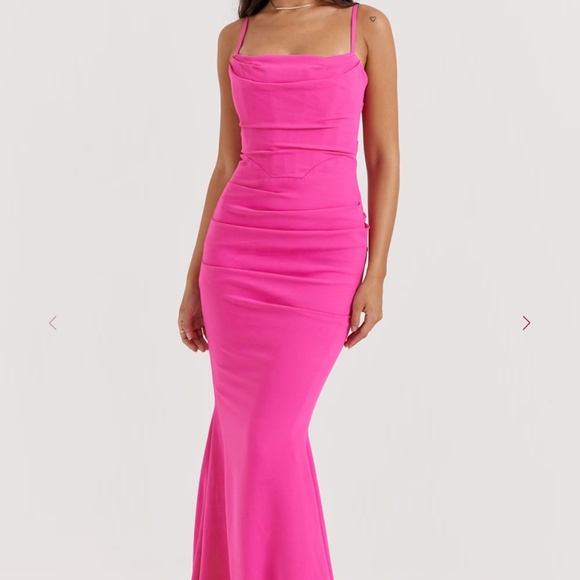 HOUSE OF CB 'Milena' Hot Pink Corset Maxi Dress NWOT - Picture 2 of 3